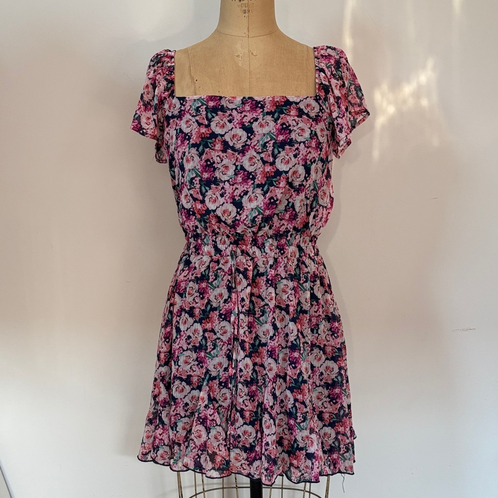 Trixxi Floral Dress Square Neck Mini Coquette Girl M